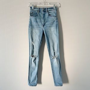 Abercrombie Ultra High Rise Ripped Light Wash Skinny Jeans